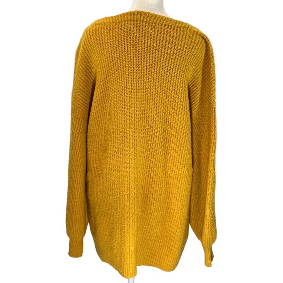 Like new LOU & GREY Mustard Yellow V-Neck Drawstring Side Sweater Size M… - Picture 3 of 9